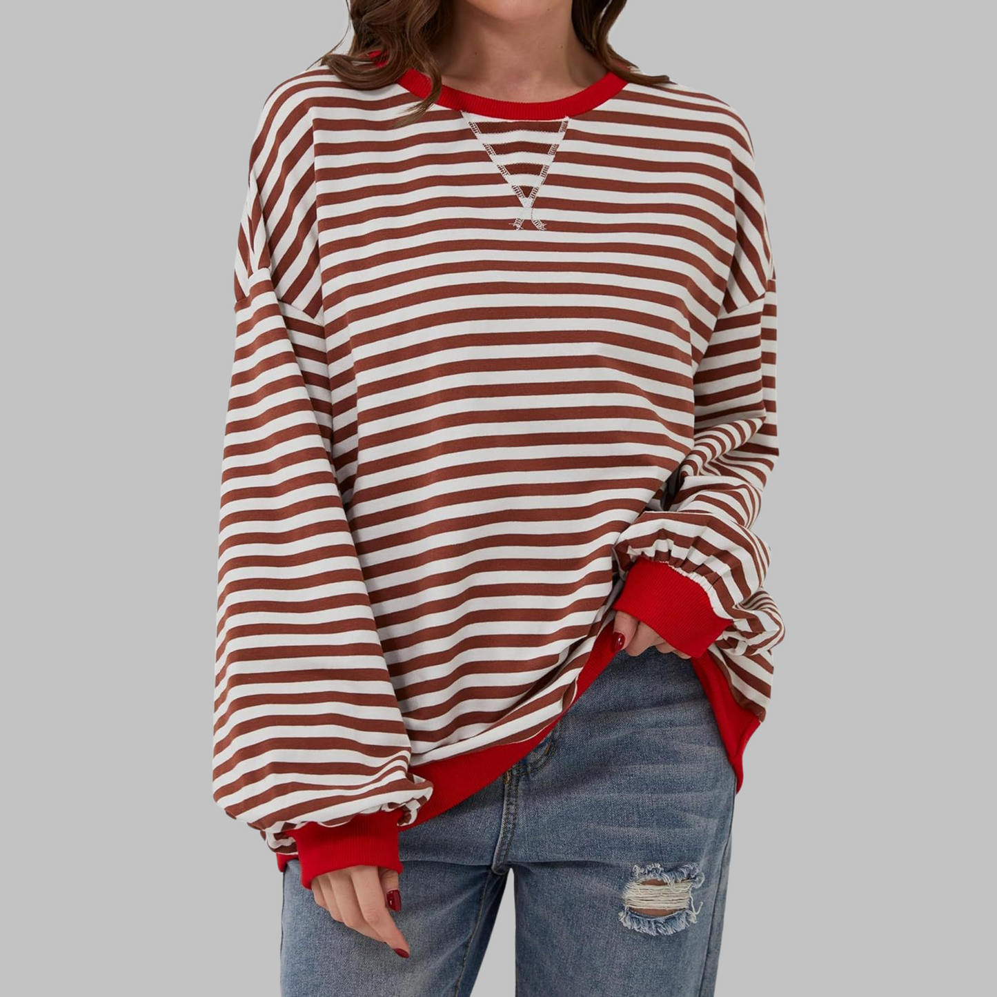 LUKA - Casual Long Sleeve Round Neck Striped Sweatshirt Regular price