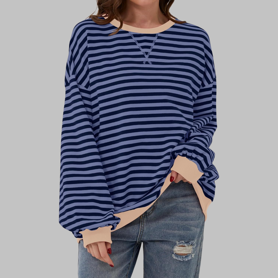 LUKA - Casual Long Sleeve Round Neck Striped Sweatshirt Regular price