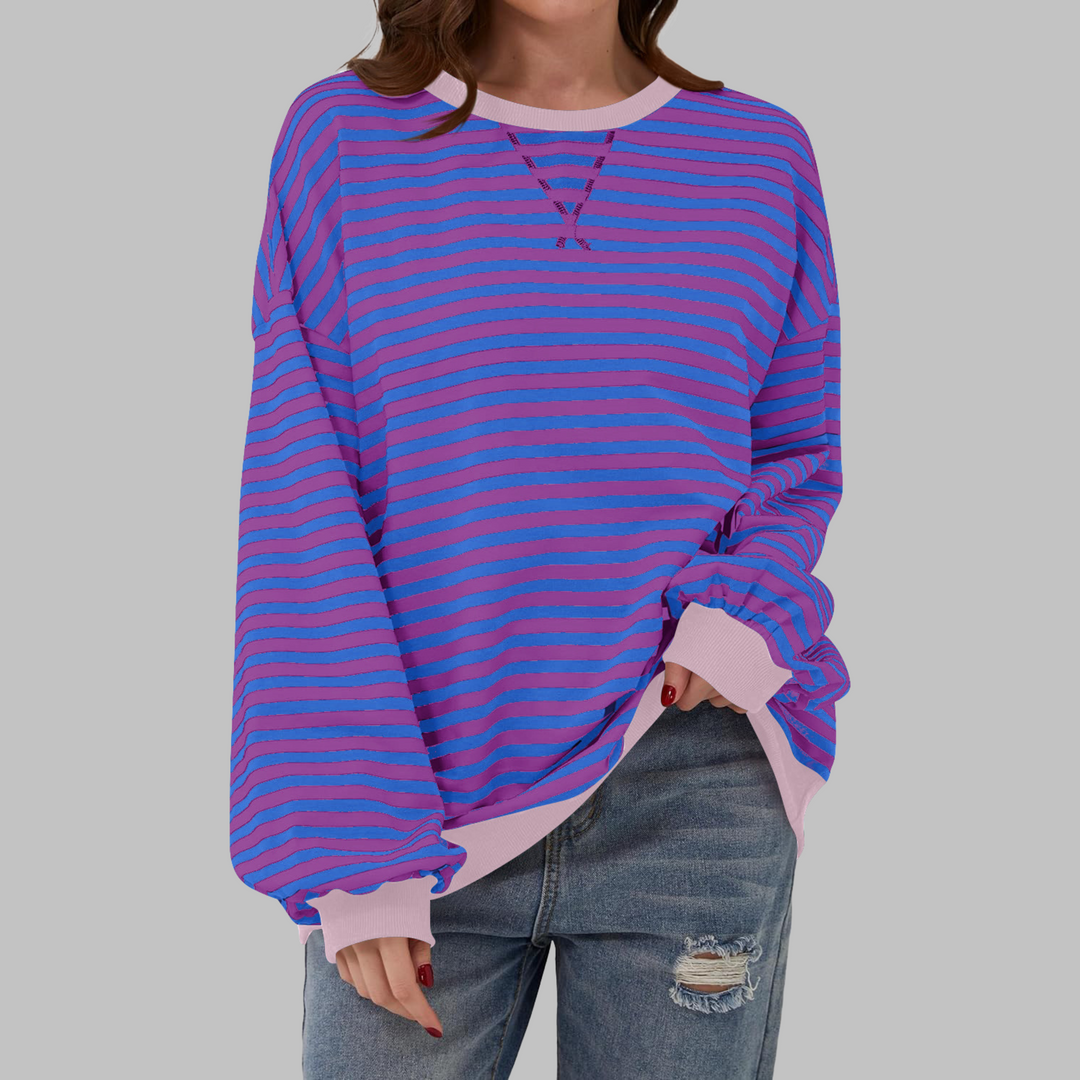 LUKA - Casual Long Sleeve Round Neck Striped Sweatshirt Regular price