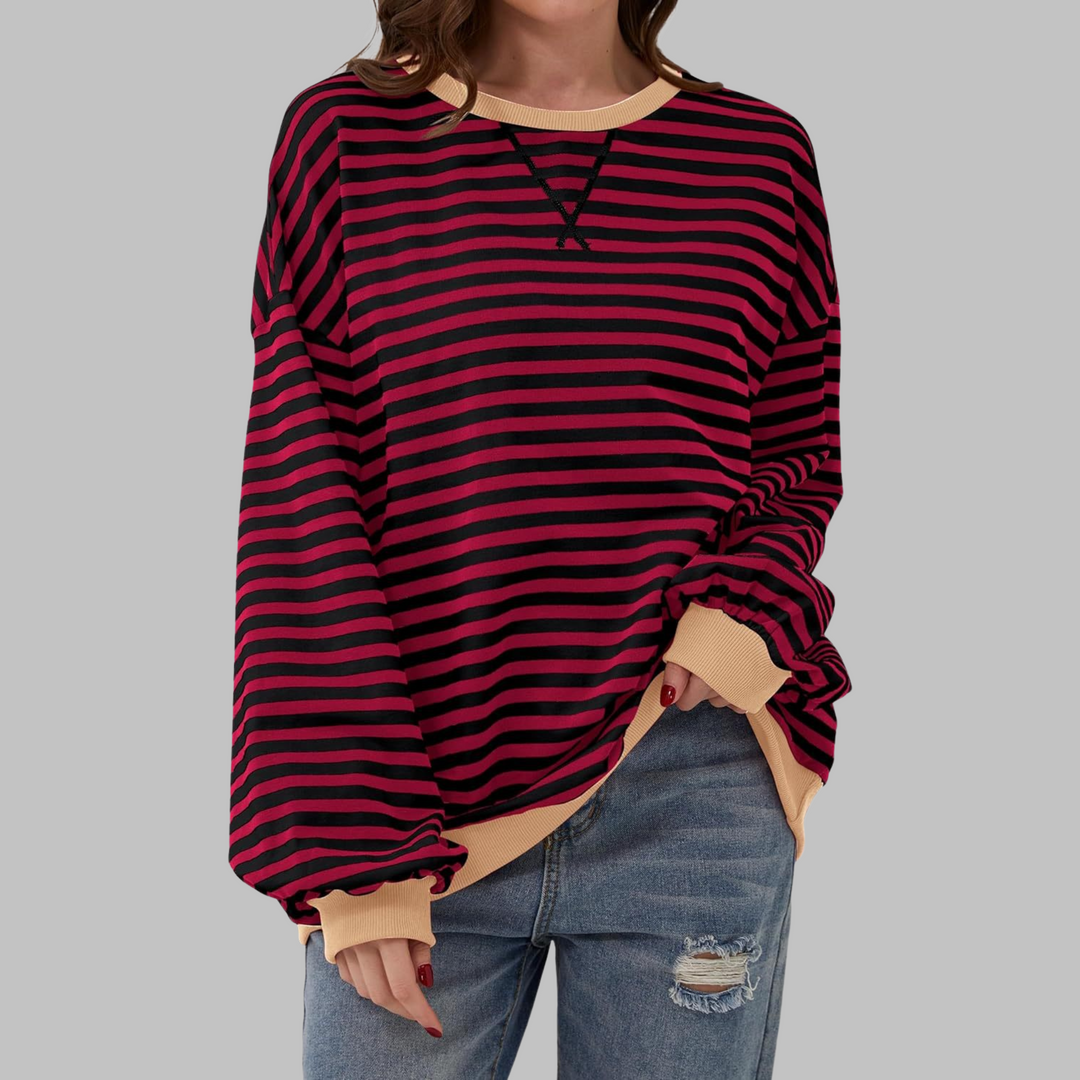 LUKA - Casual Long Sleeve Round Neck Striped Sweatshirt Regular price