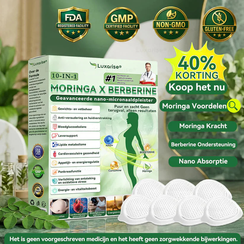 Luxarise® Moringa + Berberine Pleister • Zichtbaar resultaat