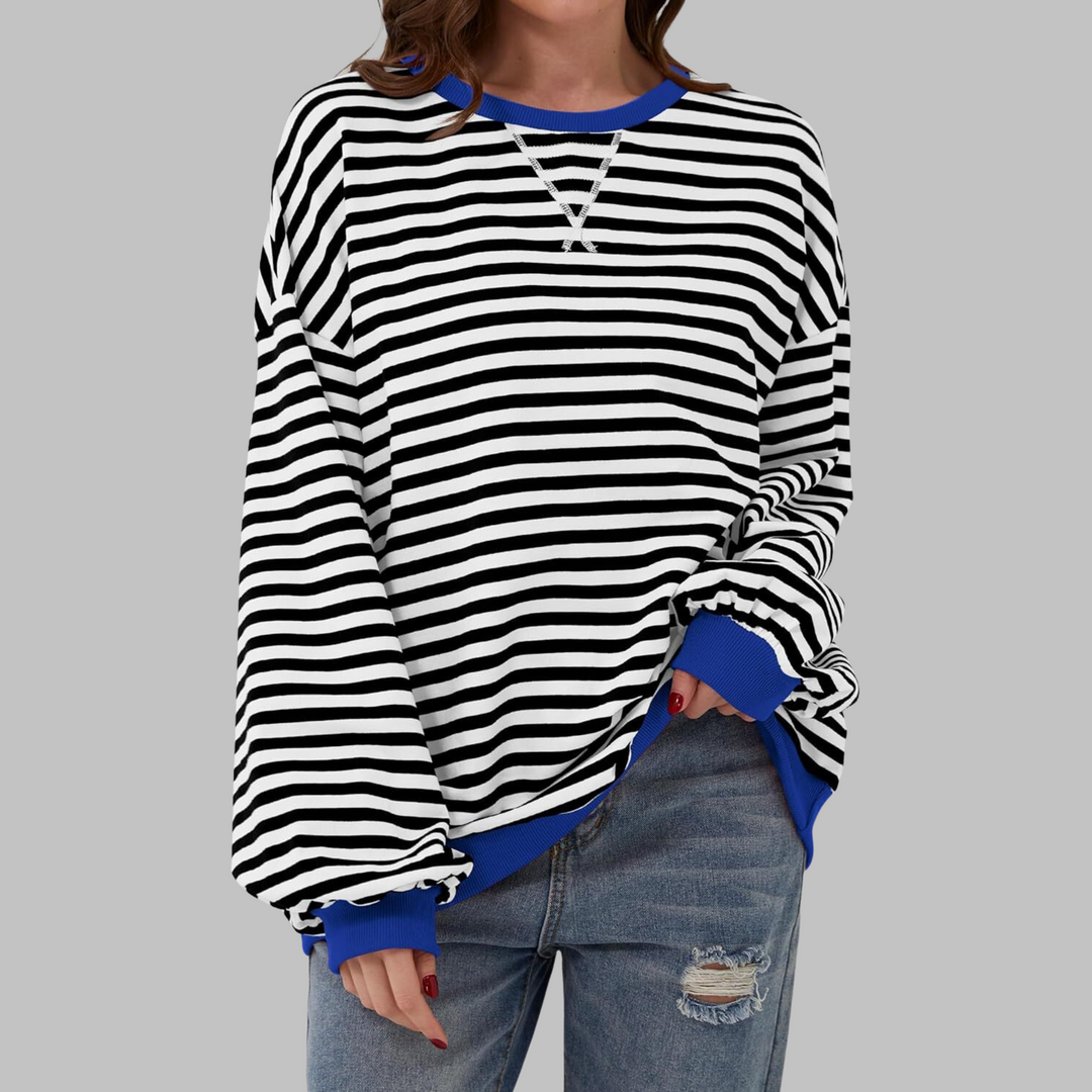 LUKA - Casual Long Sleeve Round Neck Striped Sweatshirt Regular price
