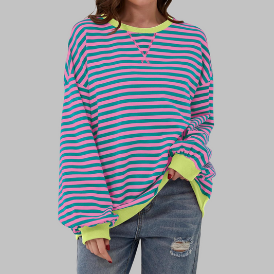 LUKA - Casual Long Sleeve Round Neck Striped Sweatshirt Regular price