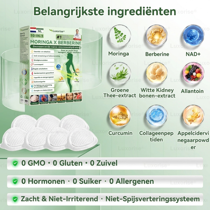 Luxarise® Moringa + Berberine Pleister • Zichtbaar resultaat
