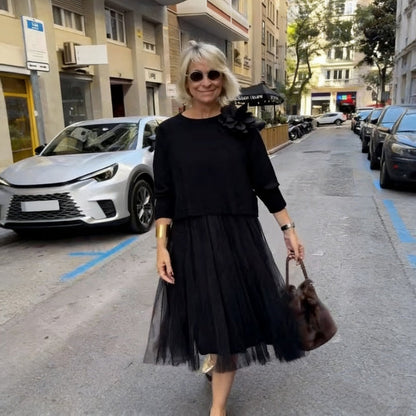 🌸Two-piece set consisting of a women's long-sleeved knit top and a sleeveless dress